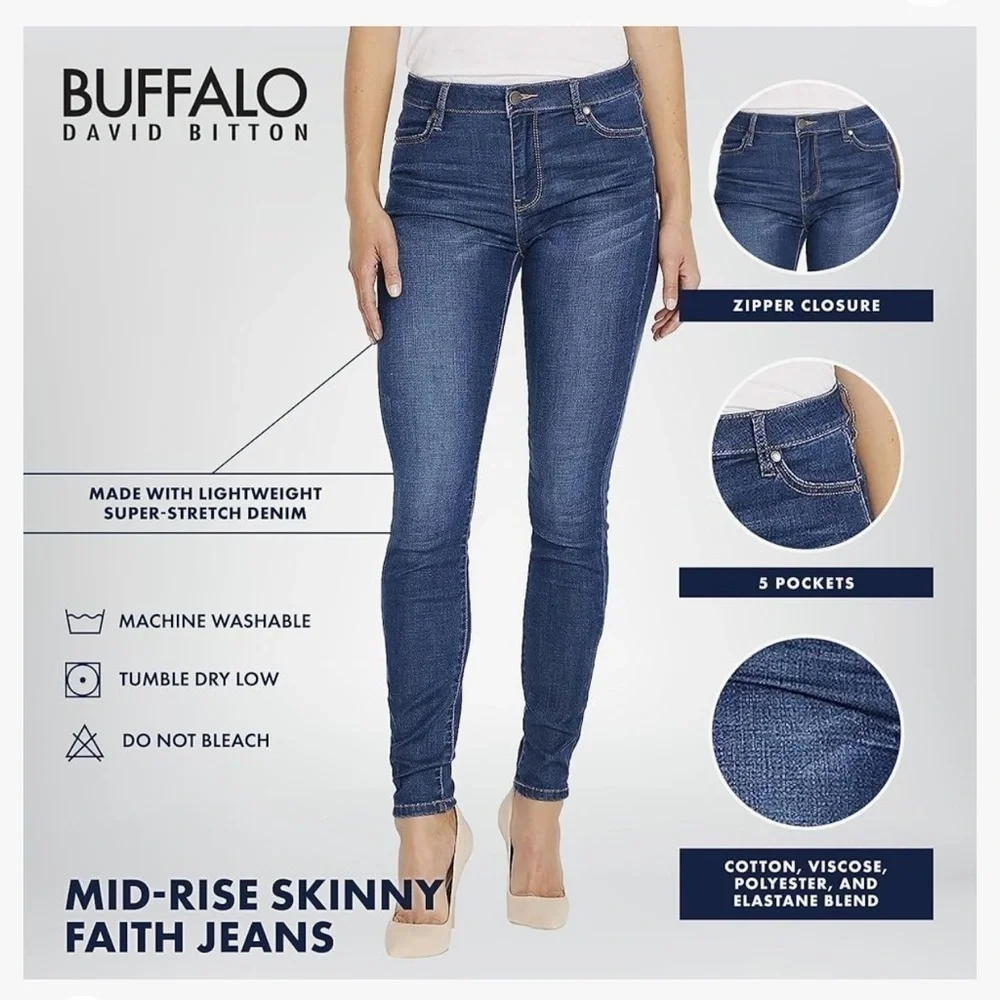 Buffalo David Bitton Ladies' Mid-Rise Faith Skinny Jean Size 29
